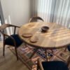 ahşap yuvarlak masa sandalye